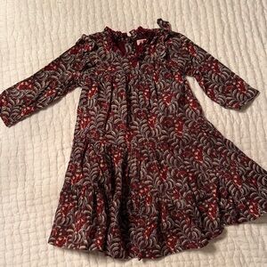 Pink Chicken Burgundy Floral Kids Dress
